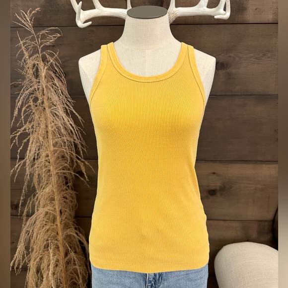 AMO | Tops | Amo Yellow Ribbed Tank Top | Poshmark